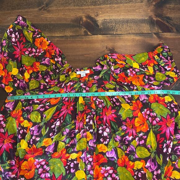 Go Softly Patio House Dress MuMu Orange Brown Floral Pockets Cottage Size Medium - Picture 8 of 9